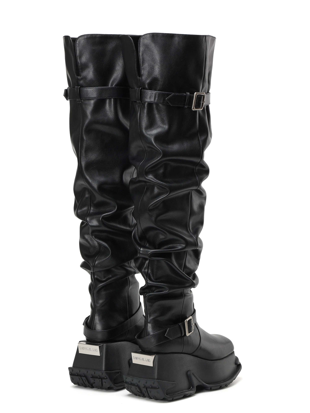NEMESIS Buckle Platform OTK Boots Black