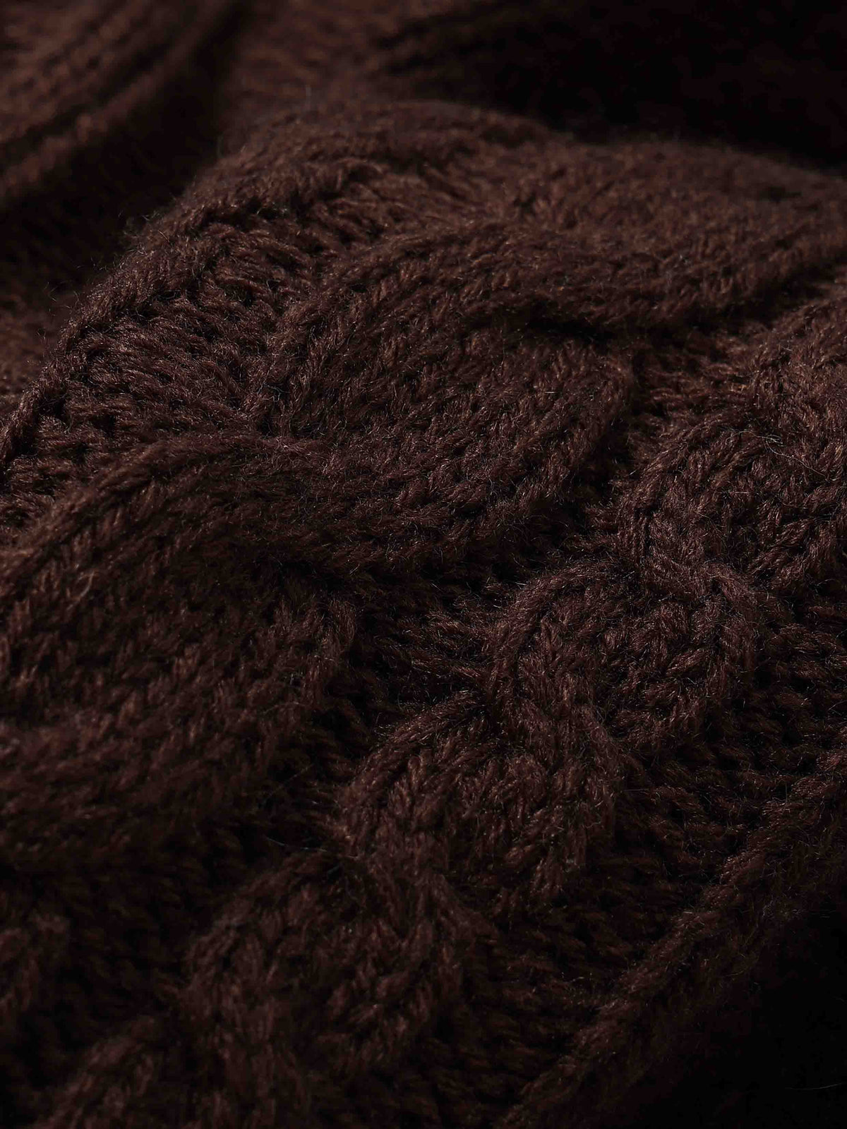 Asymmetric Cable-Knit Sweater Espresso Brown