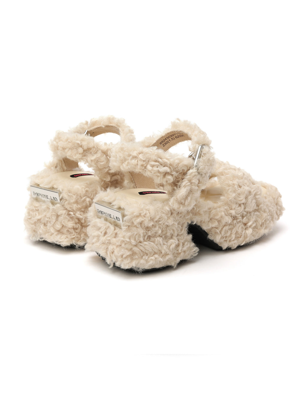 AMALTHEA Fur Platform Sandals Beige