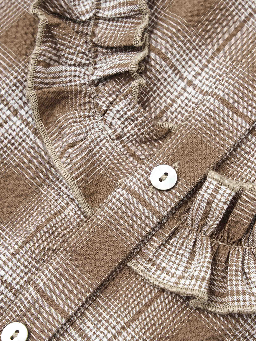 Ruffle Trim Plaid Shirt