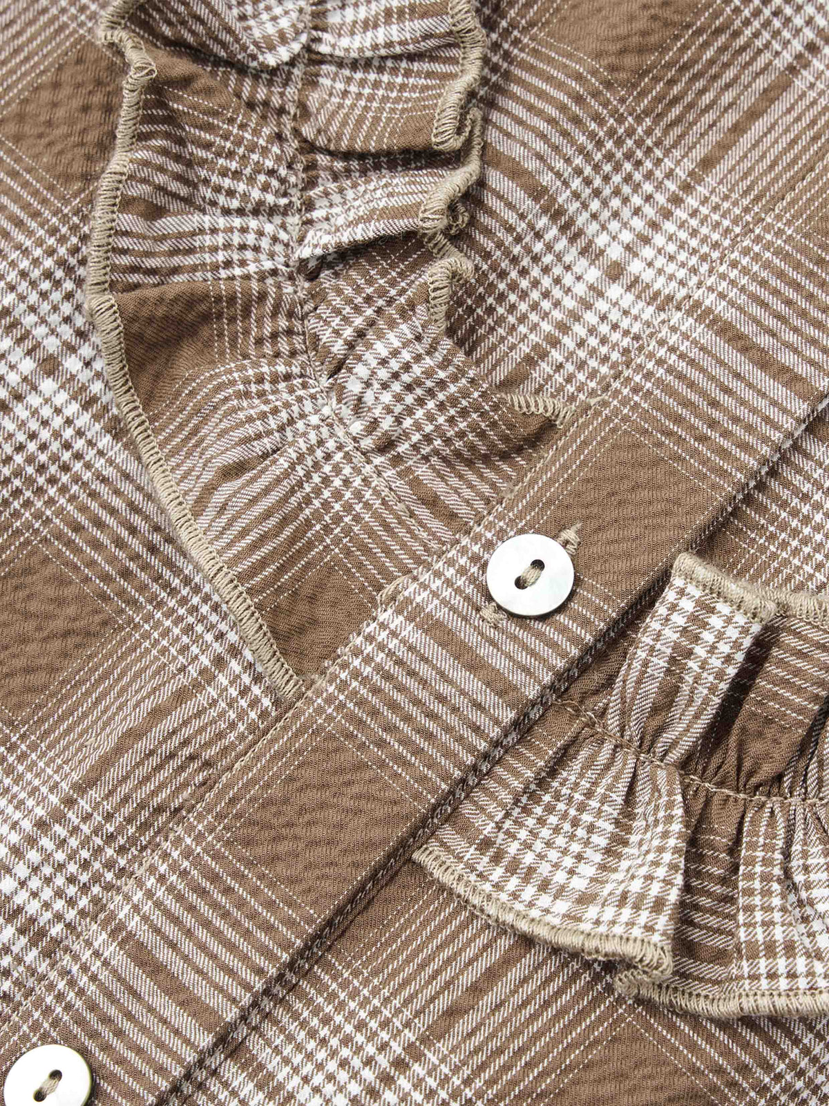 Ruffle Trim Plaid Shirt