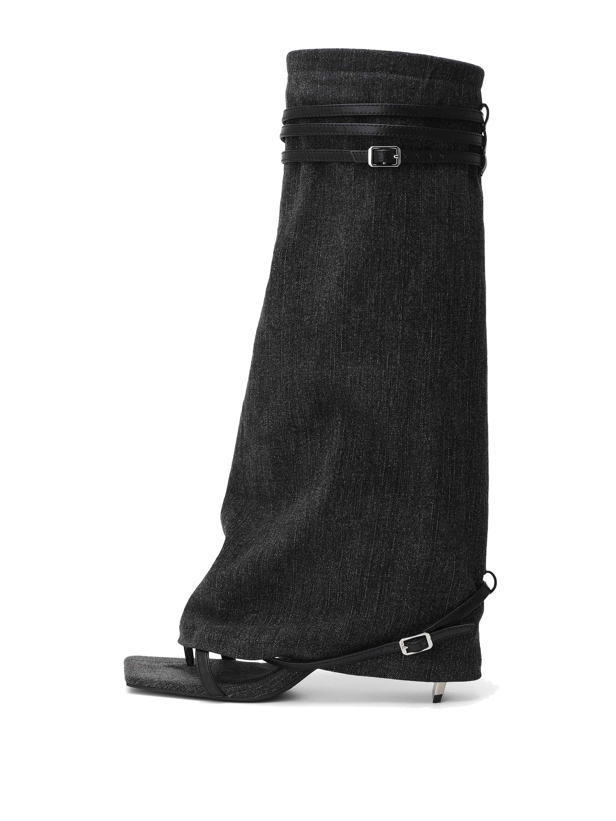 IDA Jeans-Zehenring-Kniestiefel Schwarz