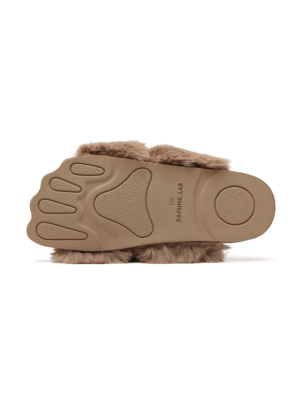 HESTIA Fur Cross-Strap Slides Khaki Brown