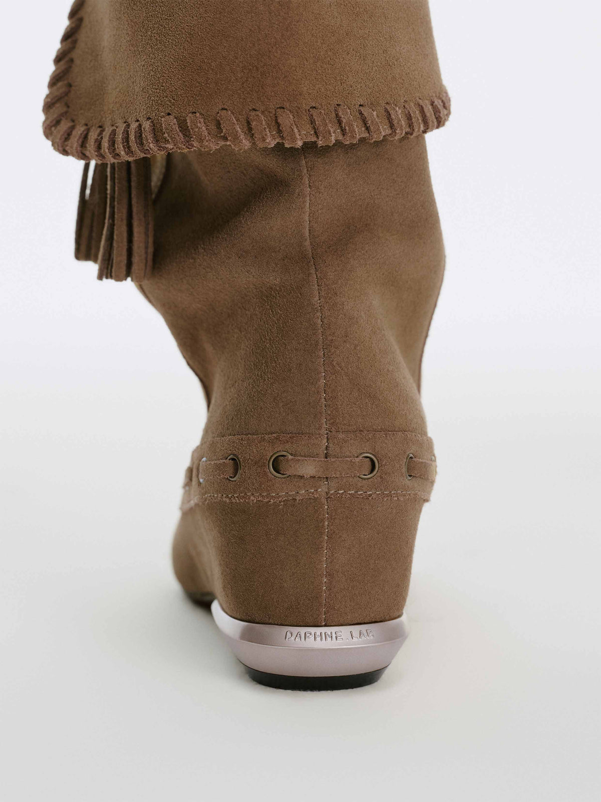DANAE Fold-Over Tassel High Ankle Boots Khaki Brown