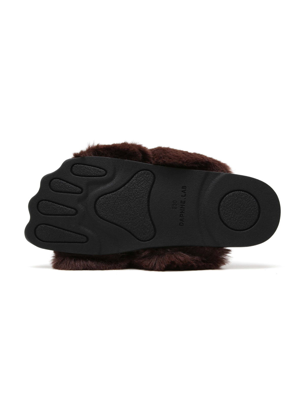 HESTIA Fur Cross-Strap Slides Espresso Brown