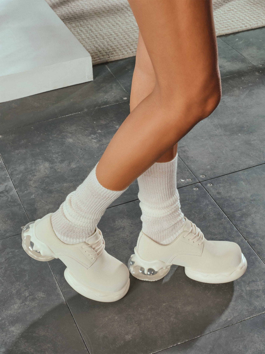 RHEA Chunky Derby Shoes Ivory White