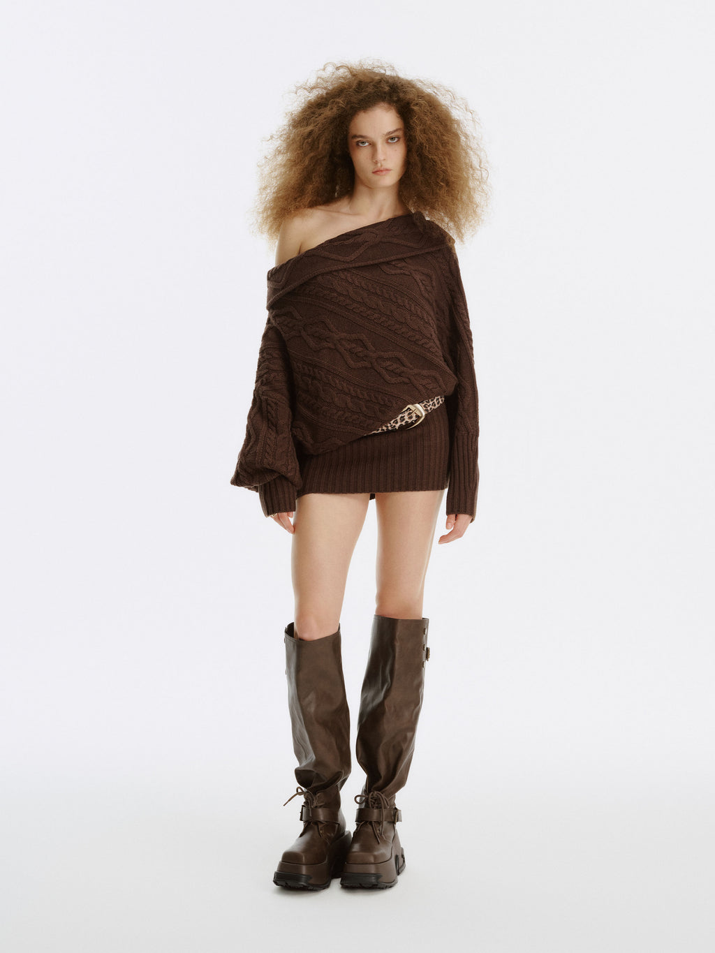 ARTEMIS Sculptural Platform OTK Boots Cocoa Brown