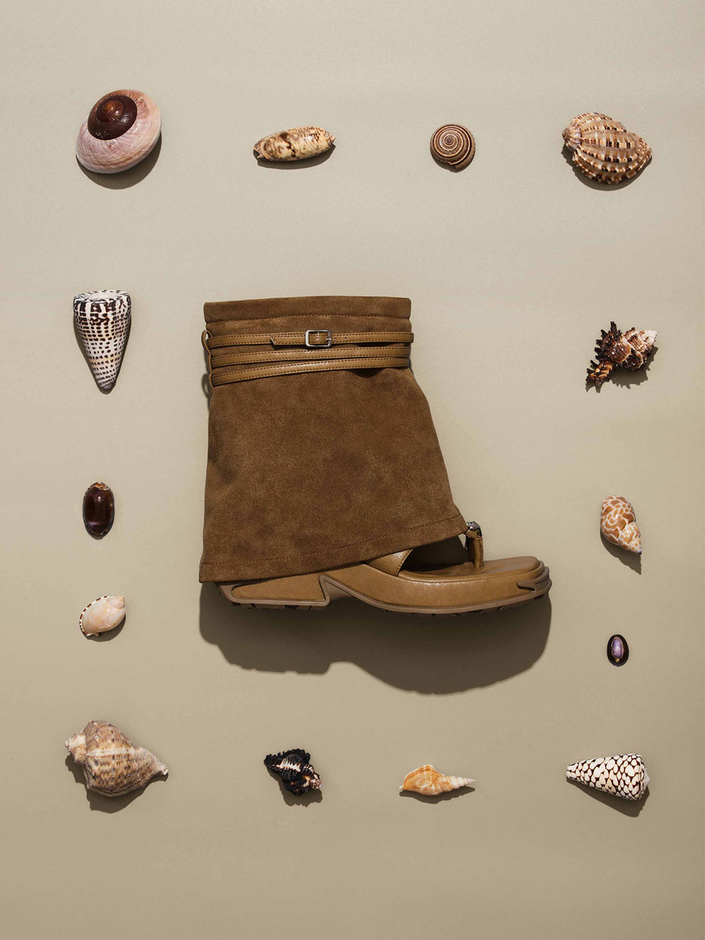 OENONE Zehenring-Stiefeletten Khaki-Braun