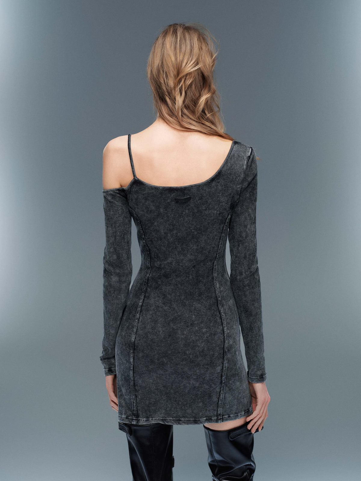 Asymmetric Mini Dress Washed Gray
