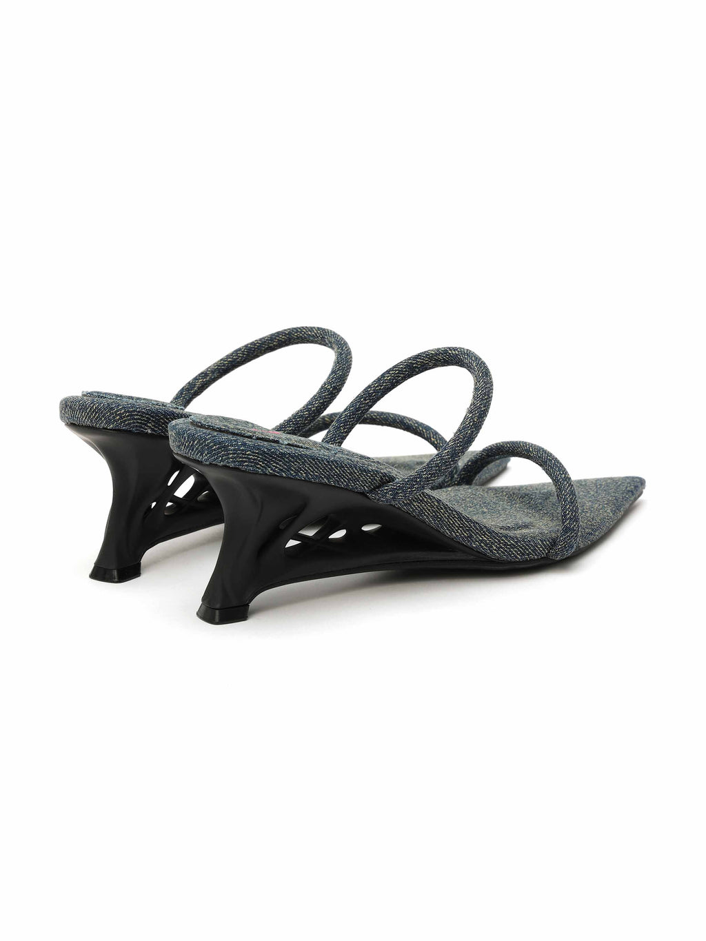 HEMERA 3D-Printed Heel Strappy Sandals Blue Denim