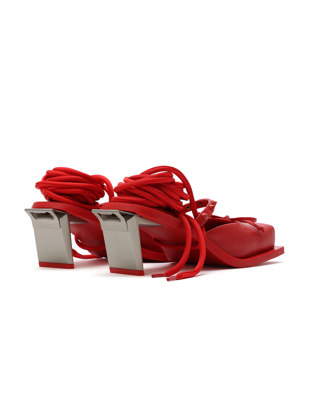 RHODANTHE Rose Lace-Up Mules Scarlet Red