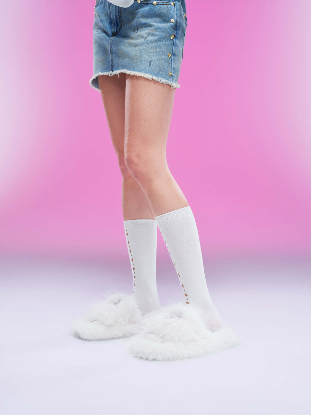 NEPHELE Fur Slippers Ivory White