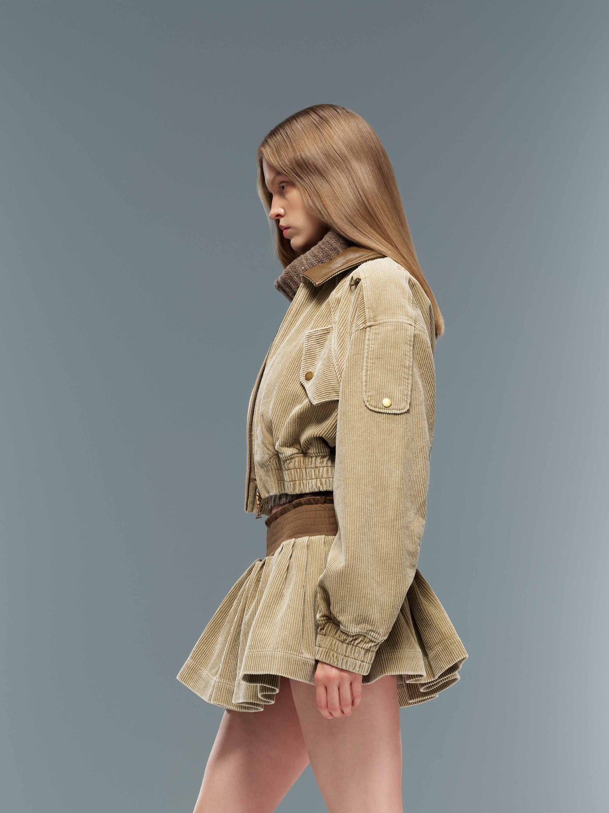Vintage Corduroy Padded Cropped Jacket