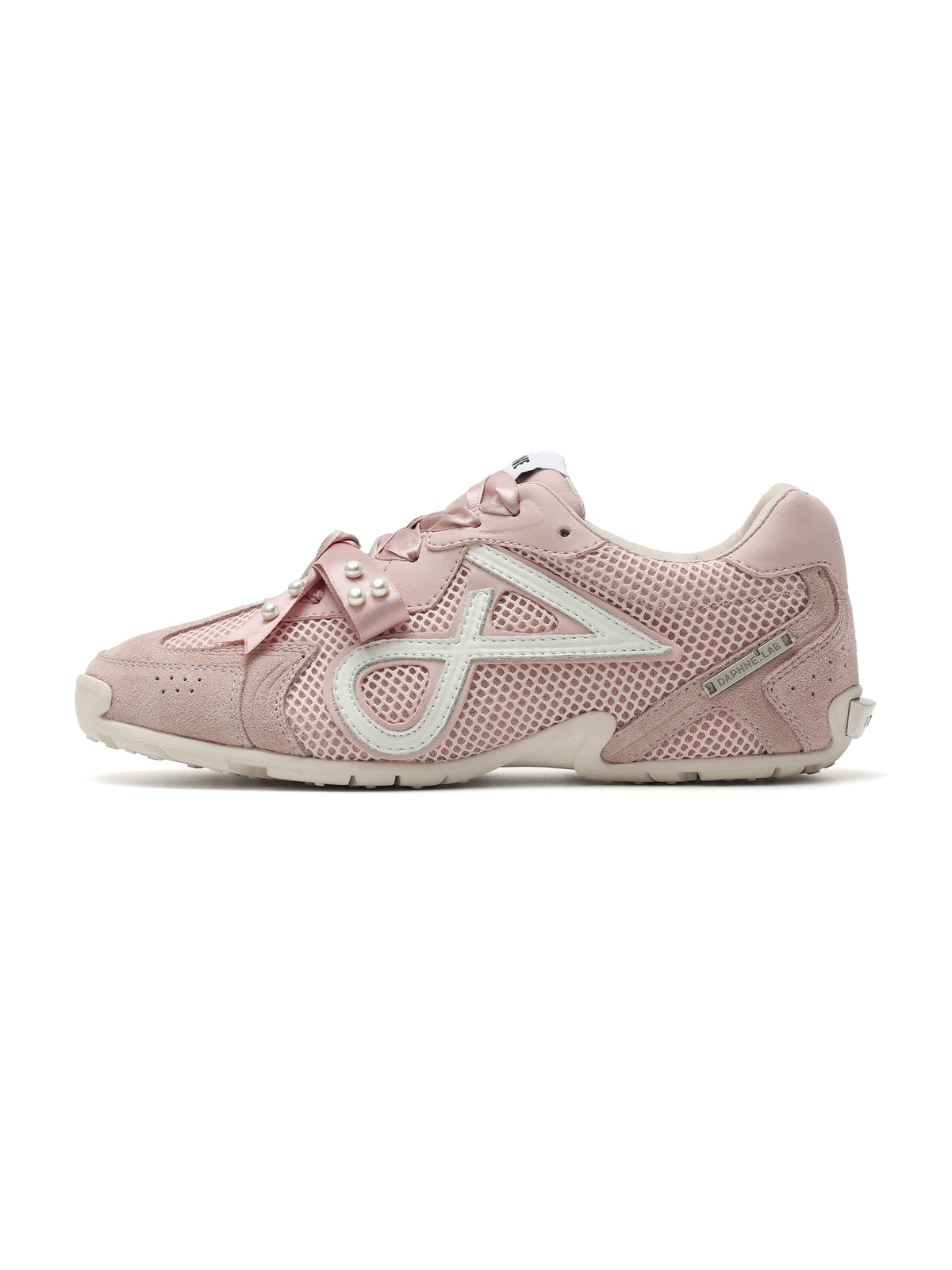 LETO Slim Mesh-Turnschuhe in Blassrosa