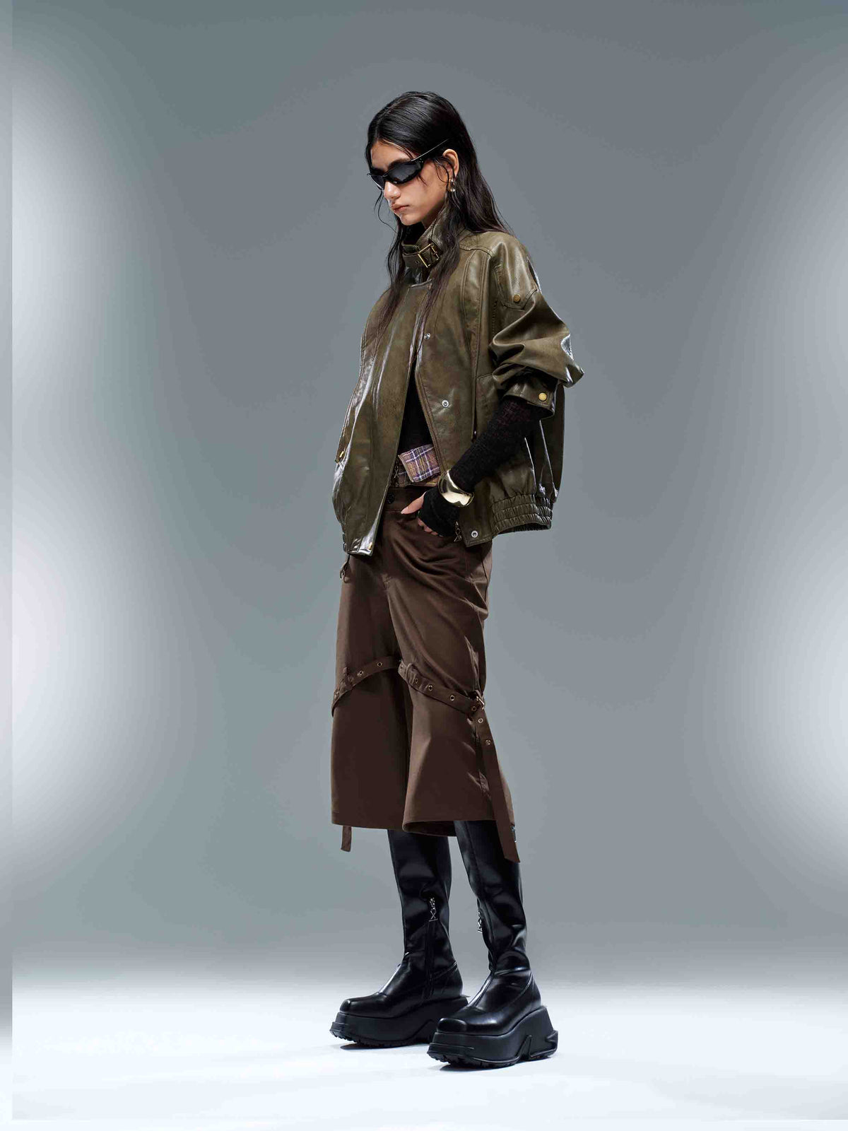 Convertible Plaid Waist Cargo Pants