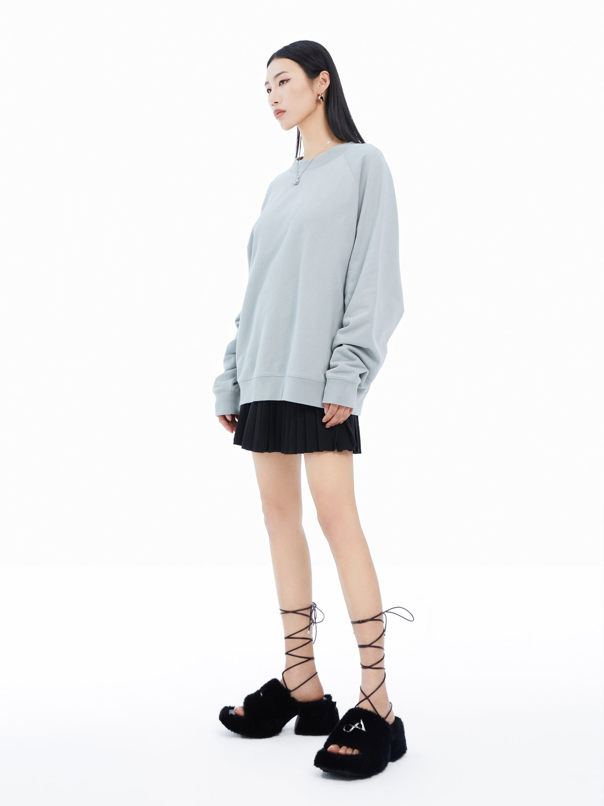 EIONE Fur Platform-Slides Schwarz