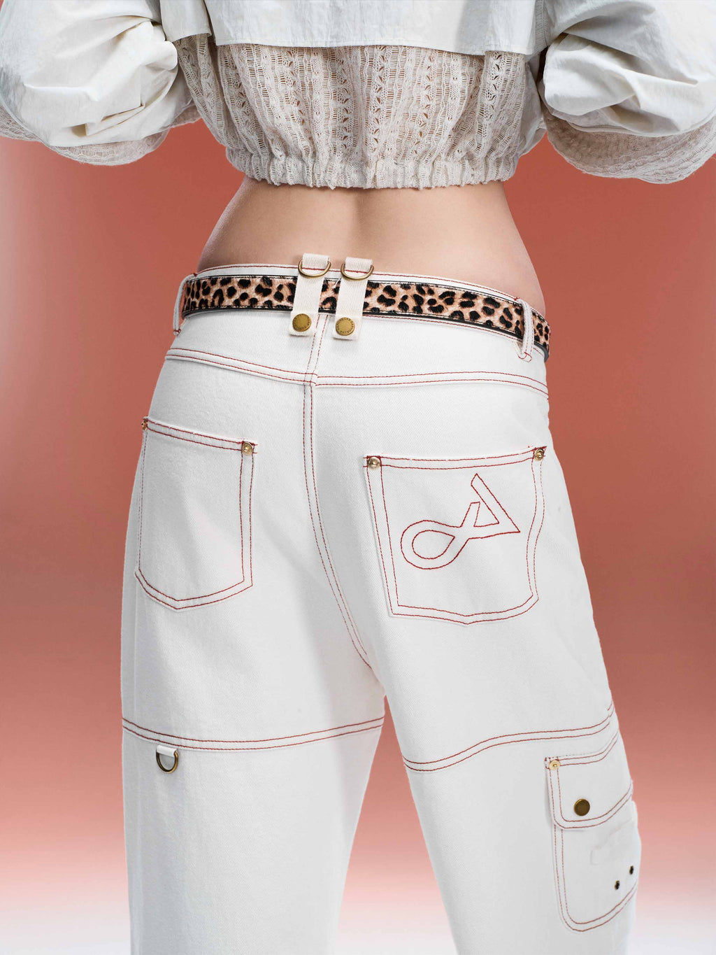 Wide-Leg Cargo Pants Off-White