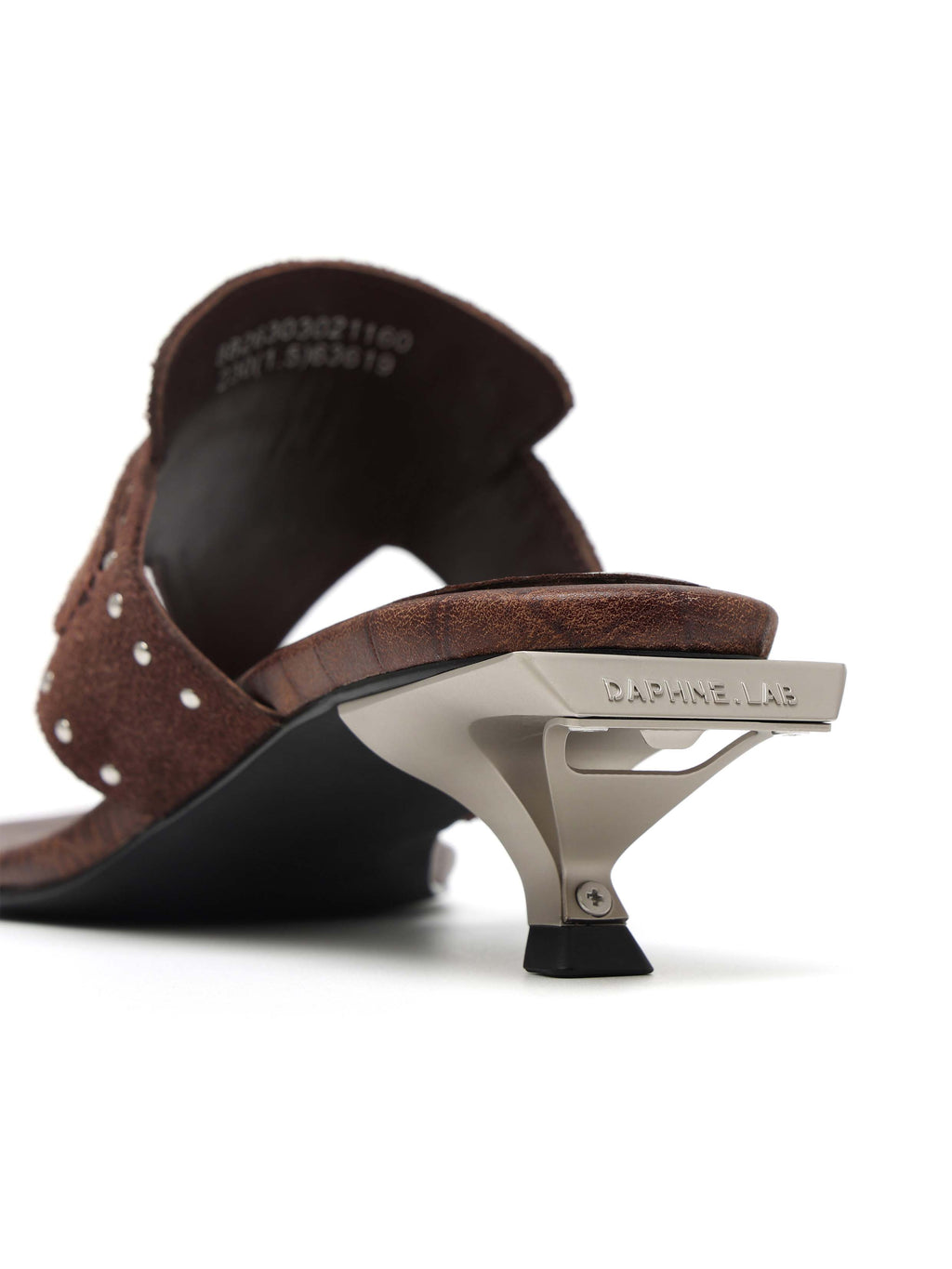 CARPO Studded Thong Opener Heel Sandals Chocolate Brown