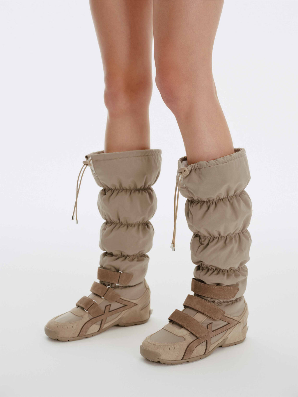 HARMONIA Padded Gaiter Knee-High Sneakers Khaki Brown