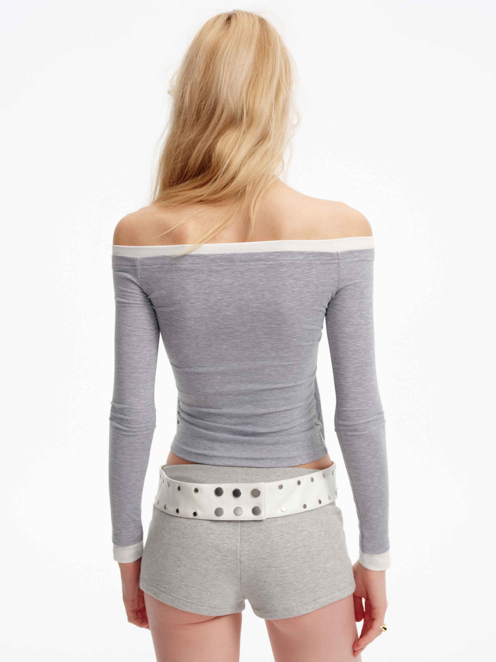 Studded Halter Two-Piece Top Gray