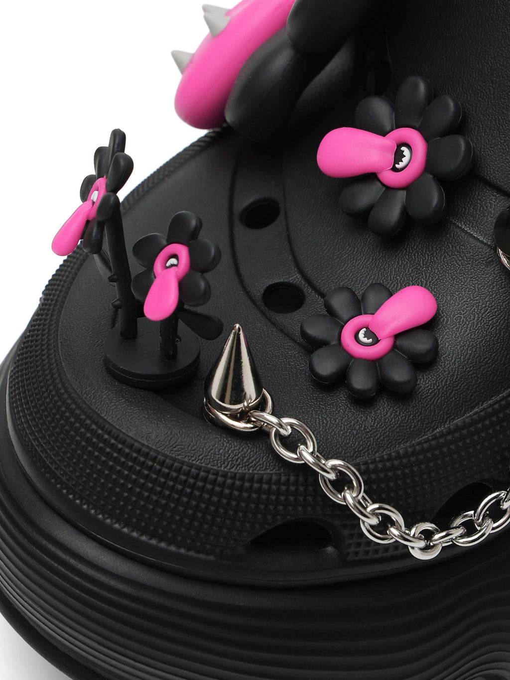 Daphne.Lab x BIGFAN | Tongue-Out Flower Platform Clogs Black