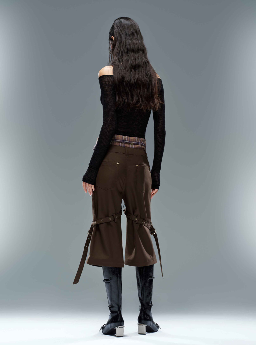 ALECTO Button-Trim Opener-Heel Knee-High Boots Black