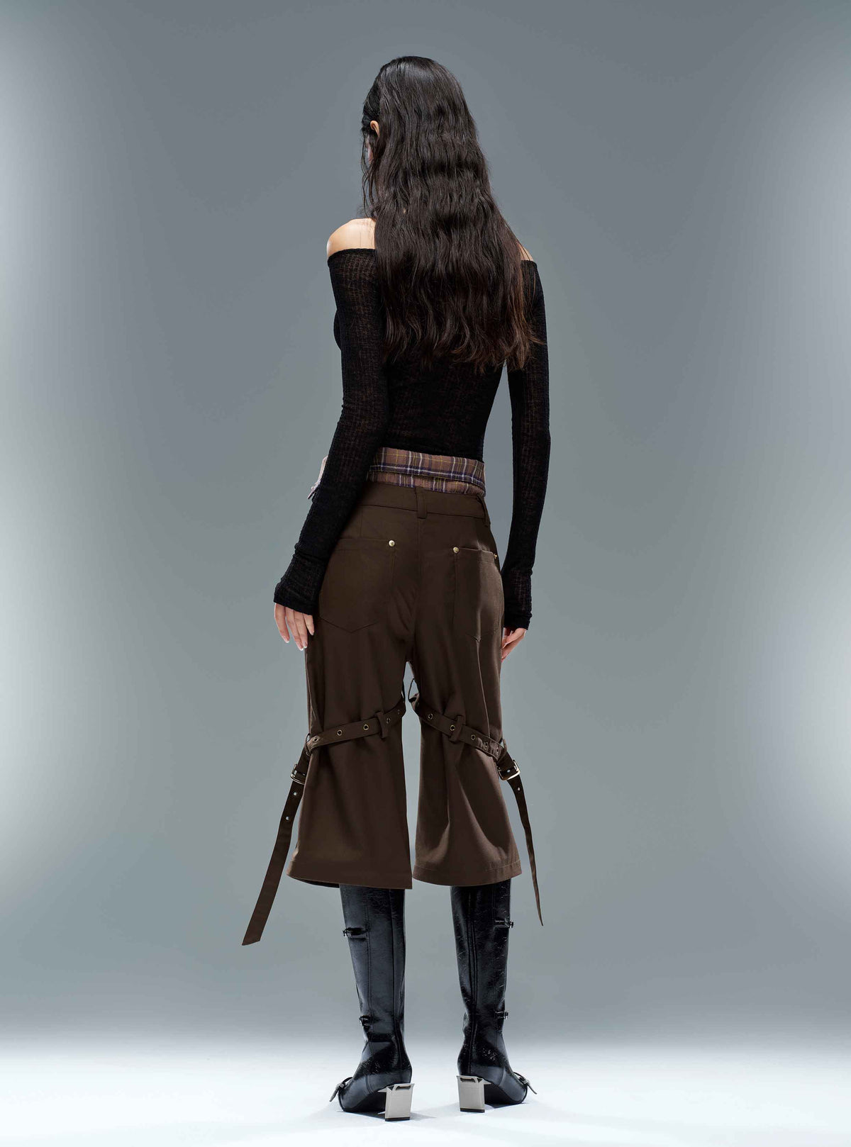 ALECTO Button-Trim Opener-Heel Knee-High Boots Black