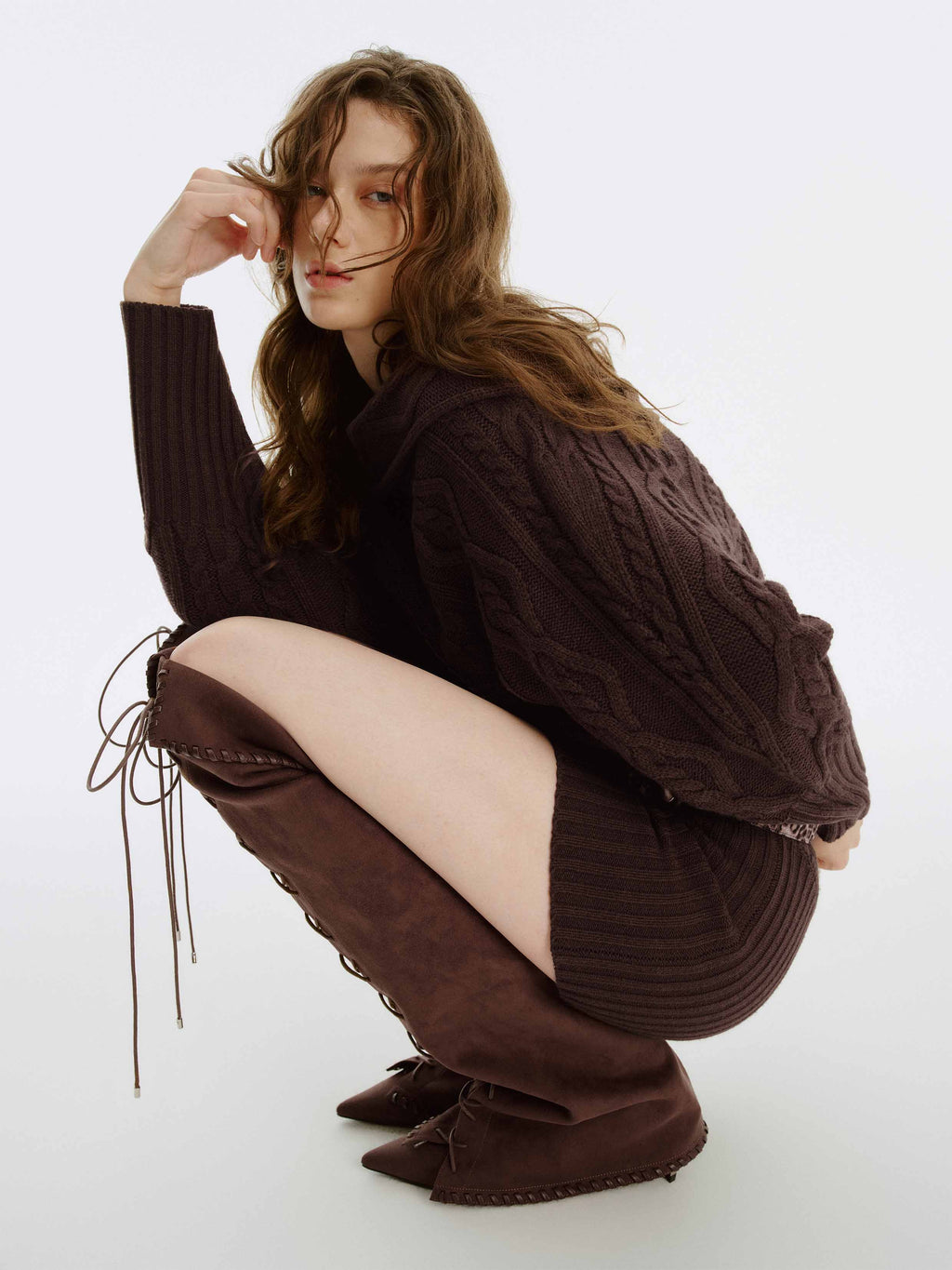 PHAEDRA Lace-Up Gaiter OTK Boots Cocoa Brown