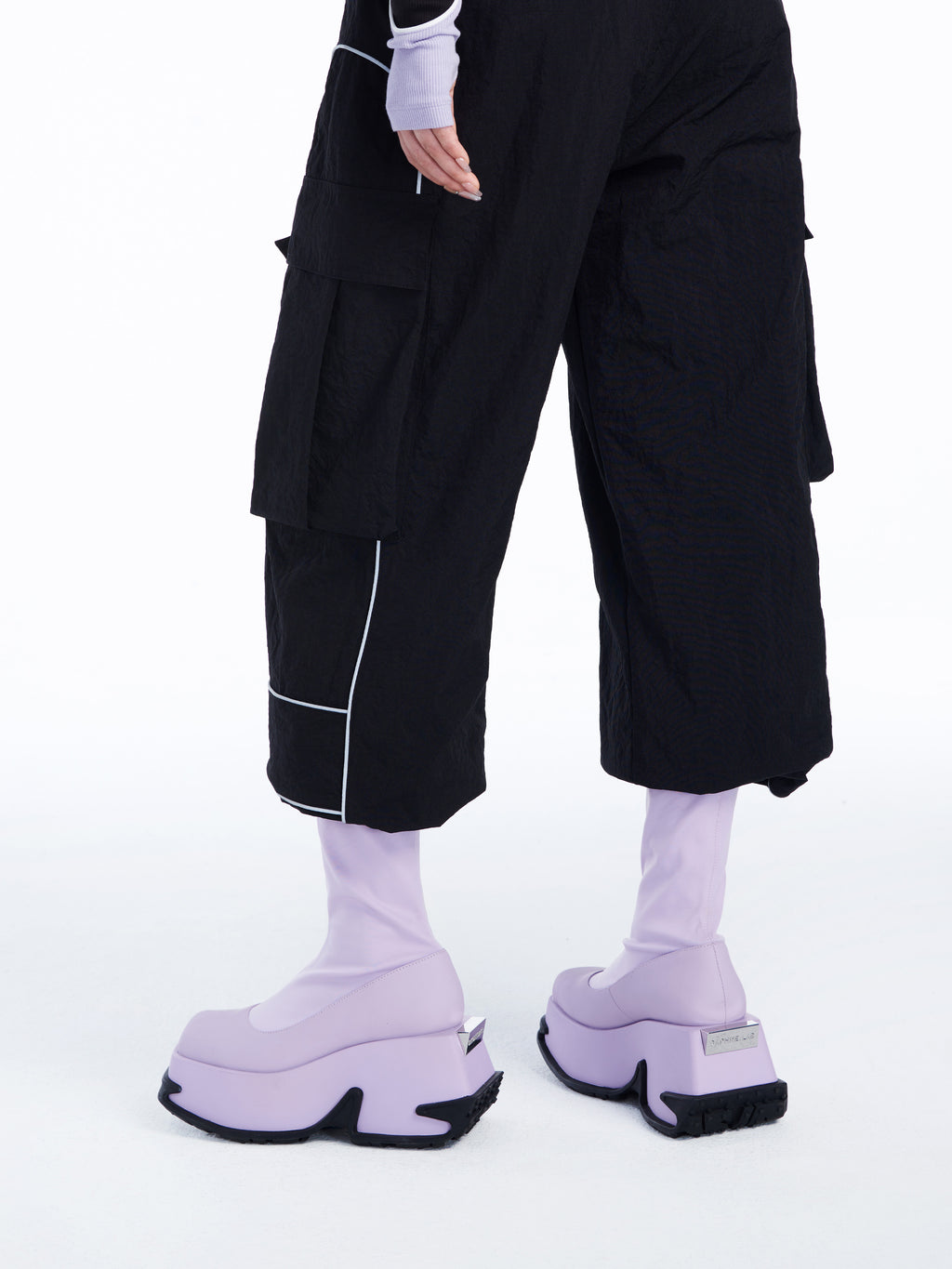 ELECTRA Platform Stretch Ankle Boots Lilac