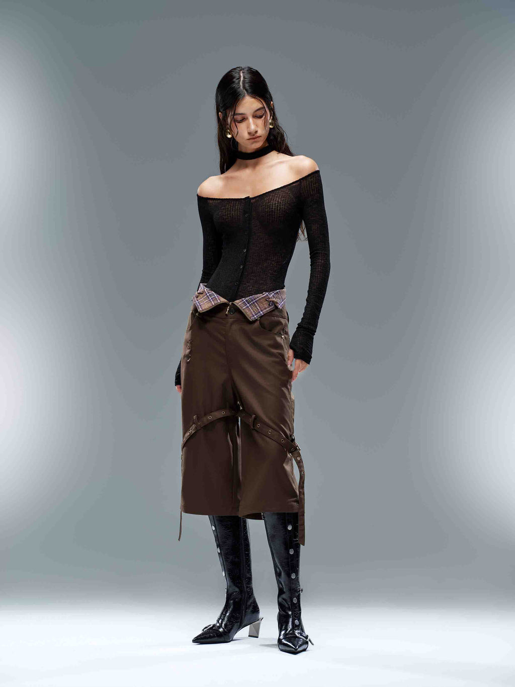 Convertible Plaid Waist Cargo Pants