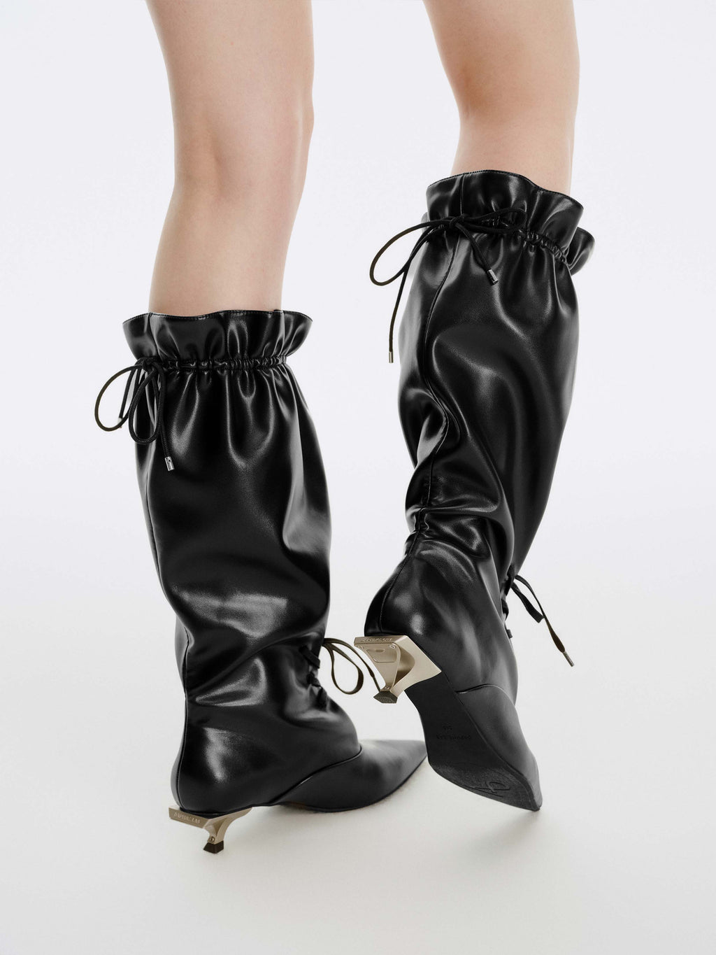 IANTHE Drawstring Knee-High Boots Black