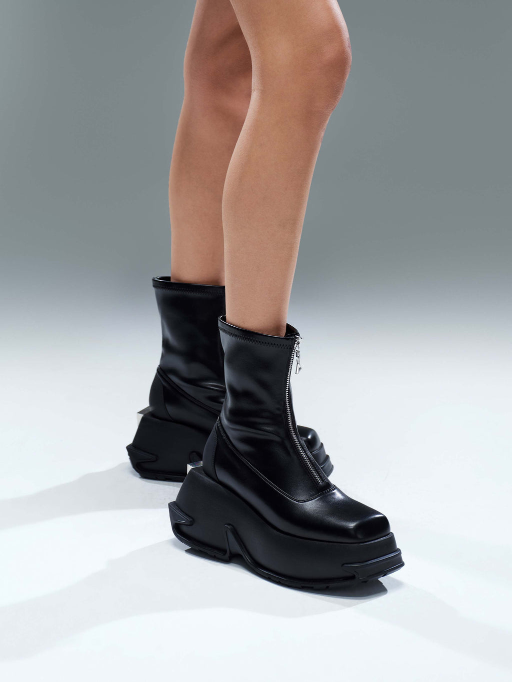 DEIMOS Sculpted Platform Ankle Boots Black