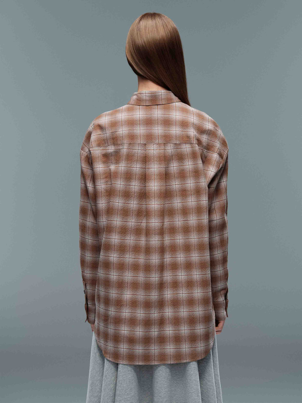 Ruffle Trim Plaid Shirt