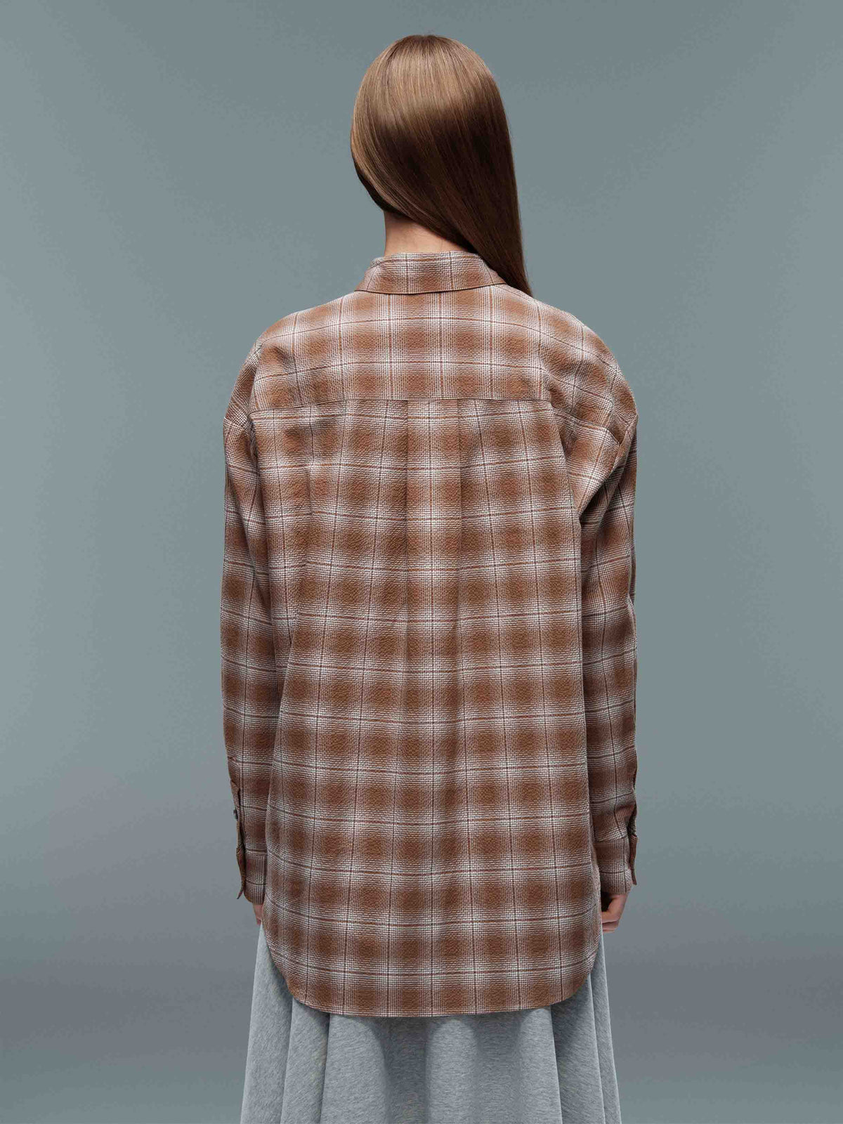 Ruffle Trim Plaid Shirt