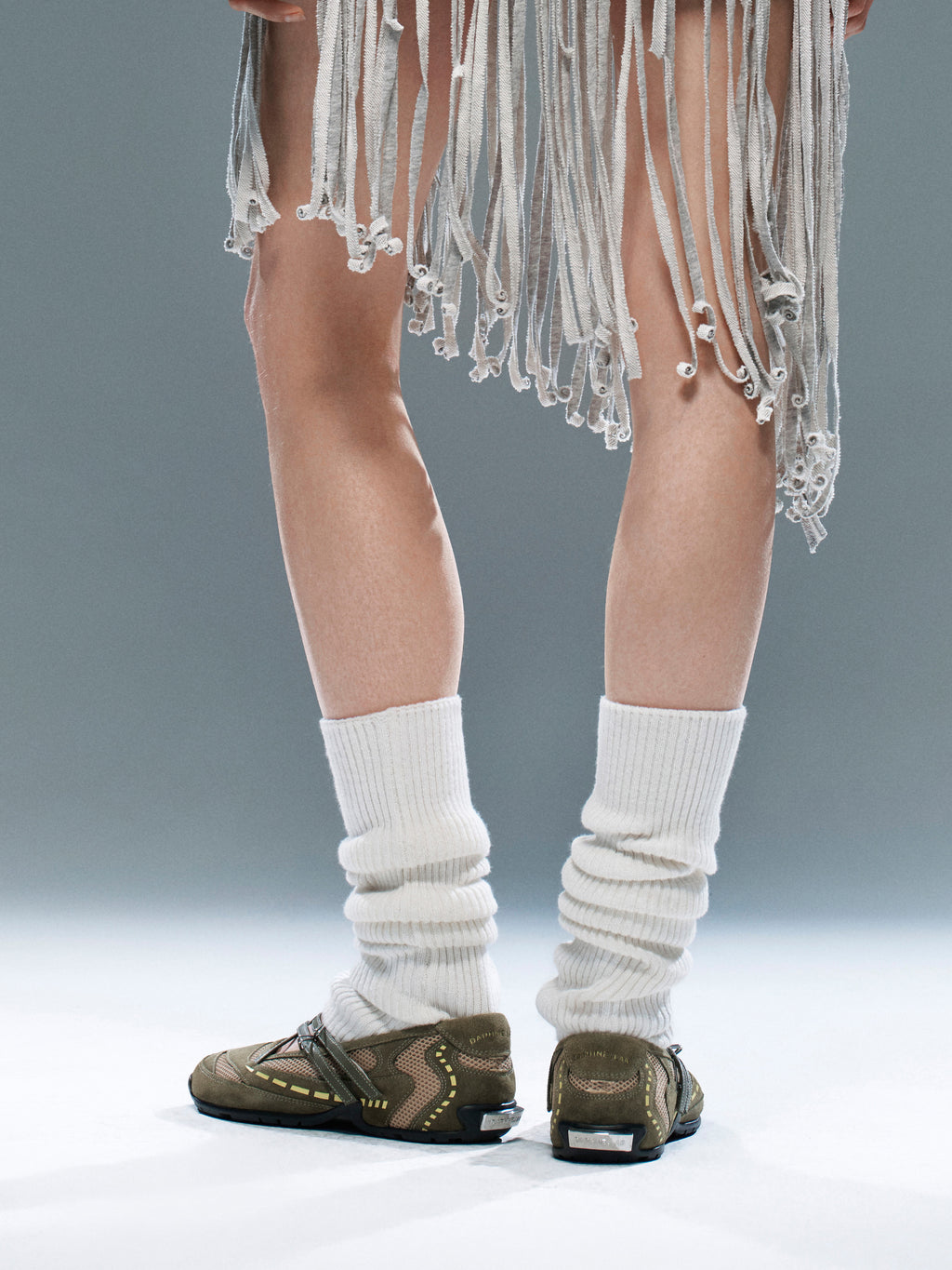 PHEME Cross-Strap Ballet-Spangenschuhe Olivgrün