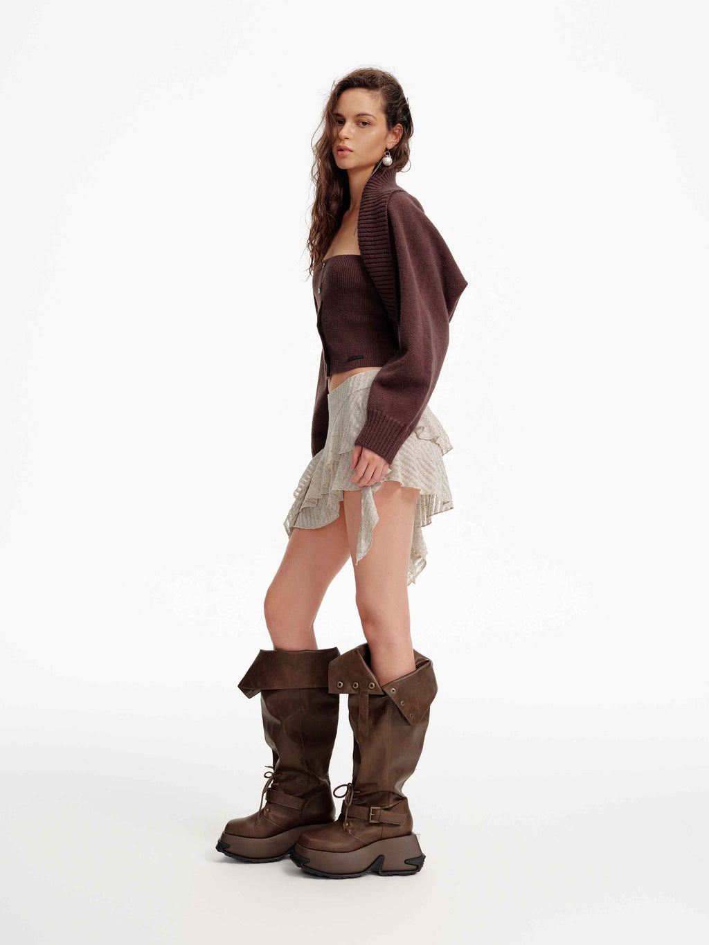 Oversized Shawl Collar Knit Bolero Cardigan