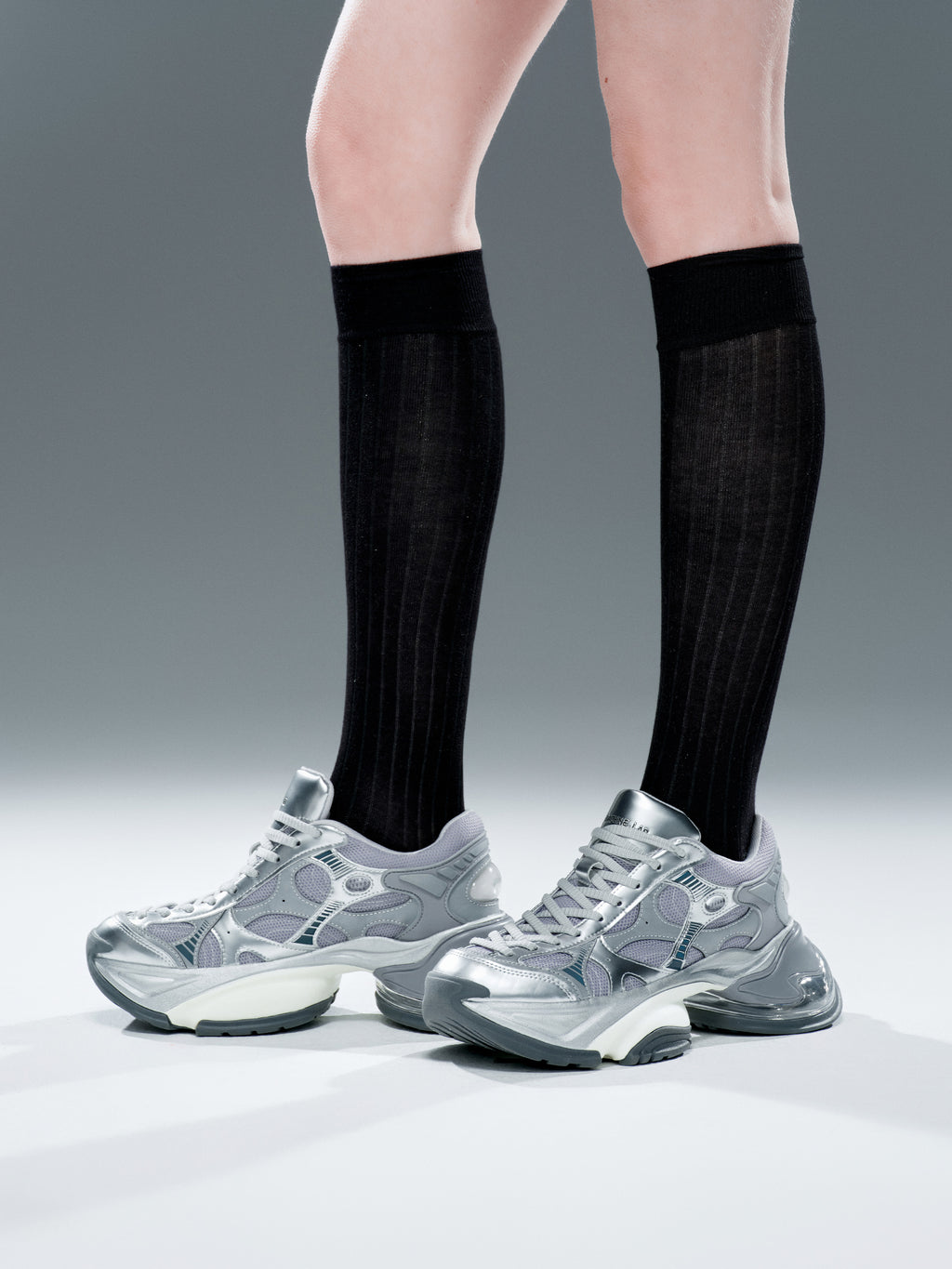 MEROPE Metallic Runner Sneakers Silver