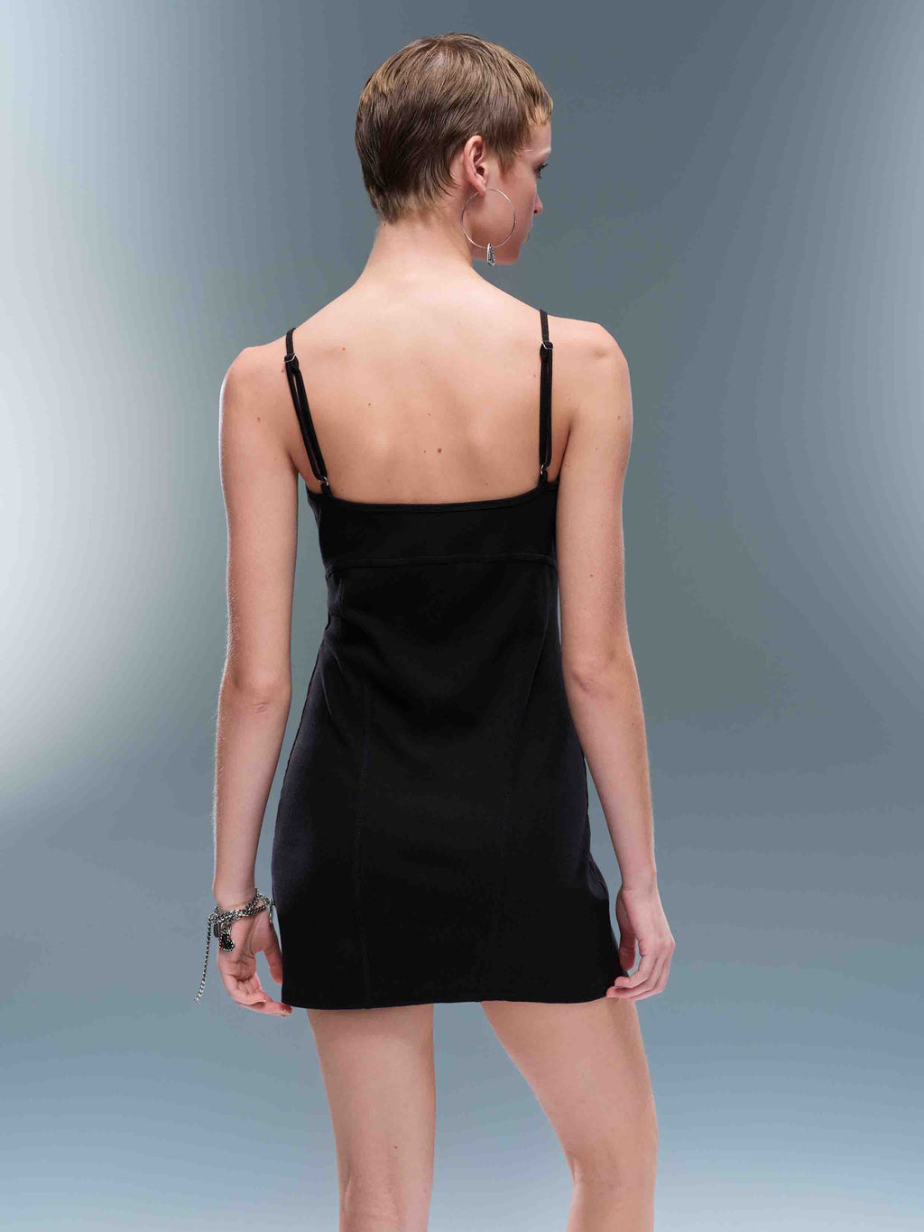 Ring-Detail Cami Mini Dress Black