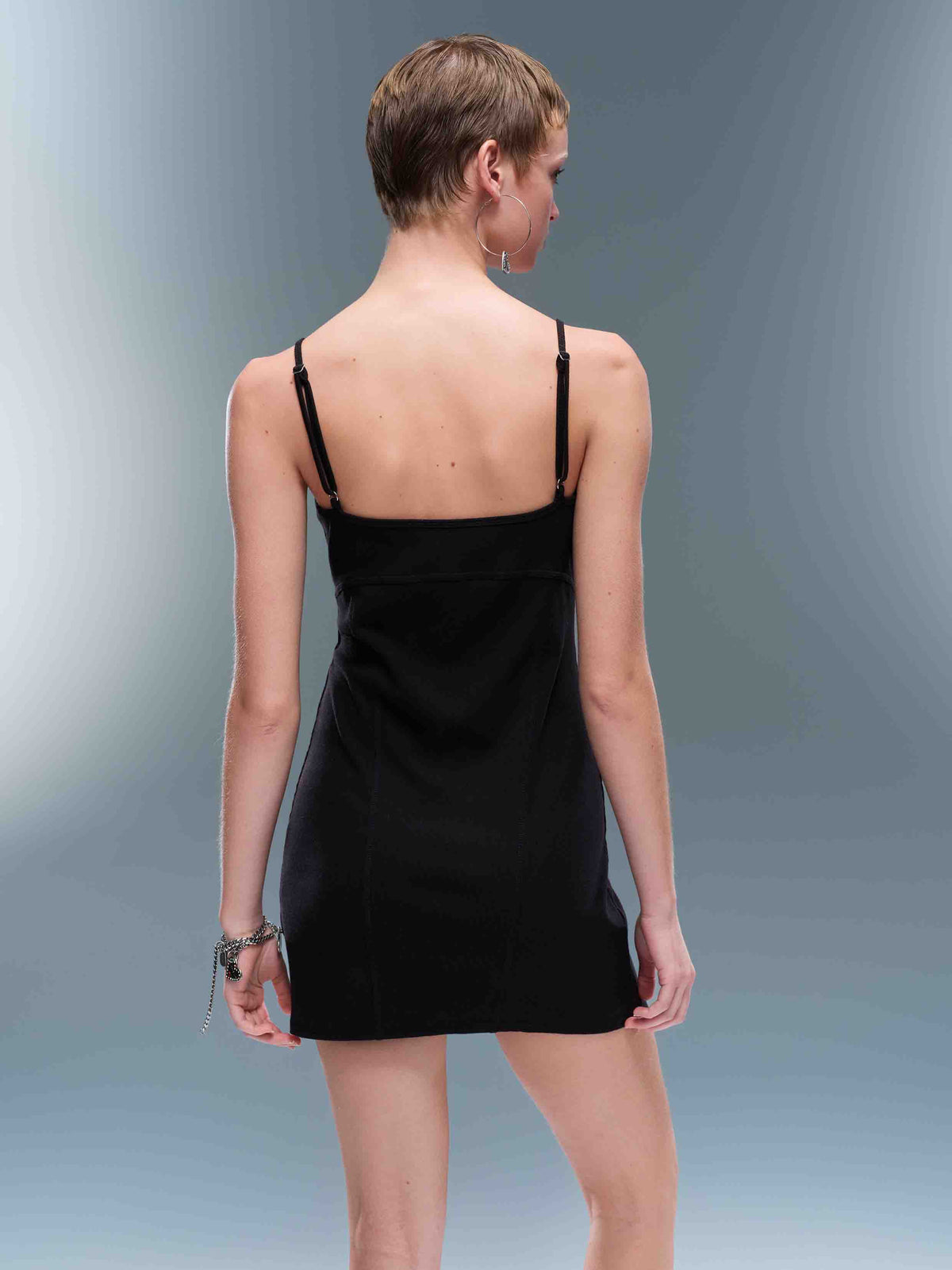 Ring-Detail Cami Mini Dress Black
