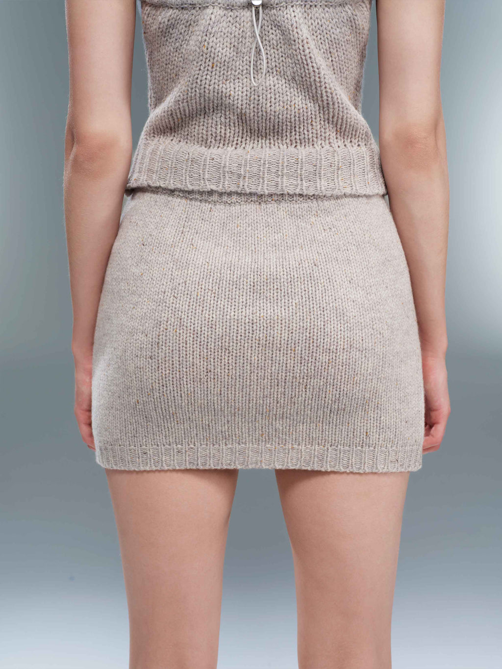 Speckled Knit Mini Skirt Light Gray