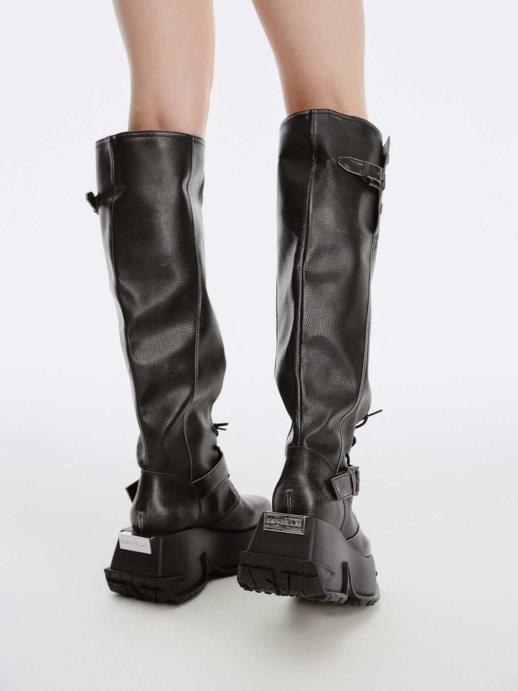 ARTEMIS Sculptural Platform OTK Boots Black