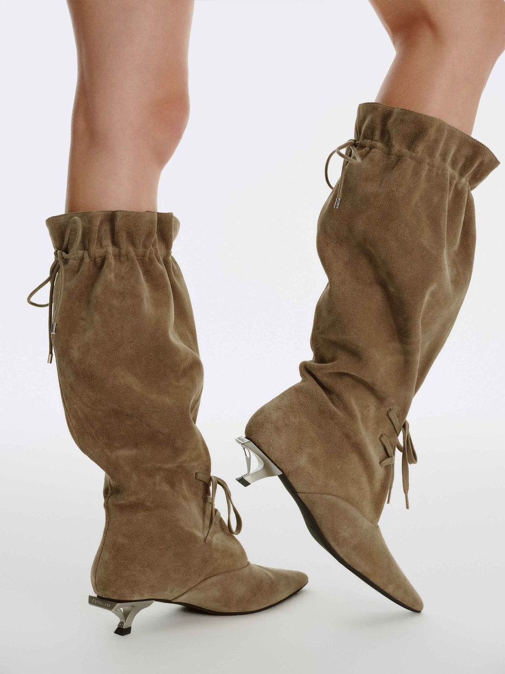 IANTHE Drawstring Knee-High Boots Khaki Brown