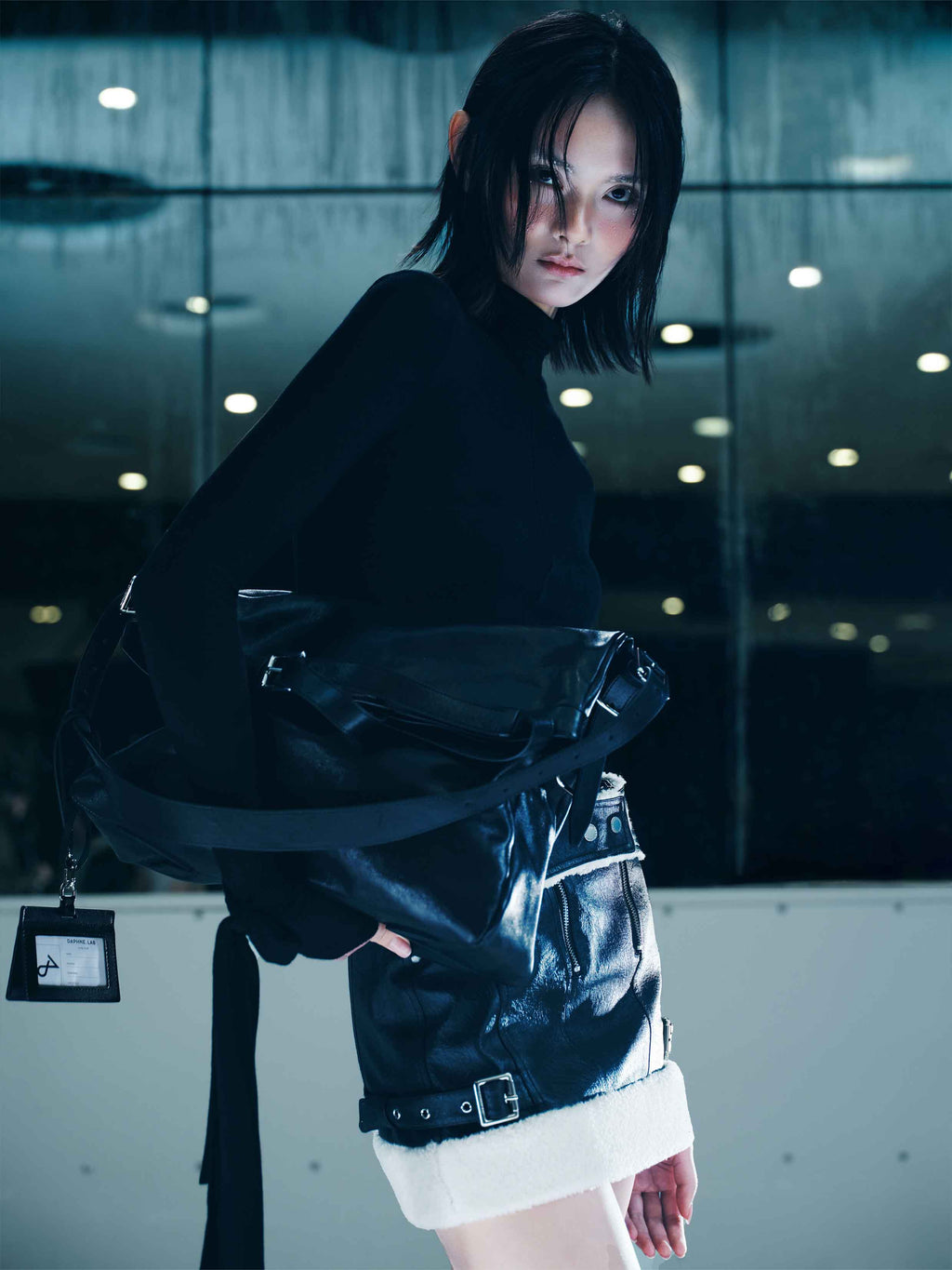 LETHE 버클 오버사이즈 호보 백 블랙