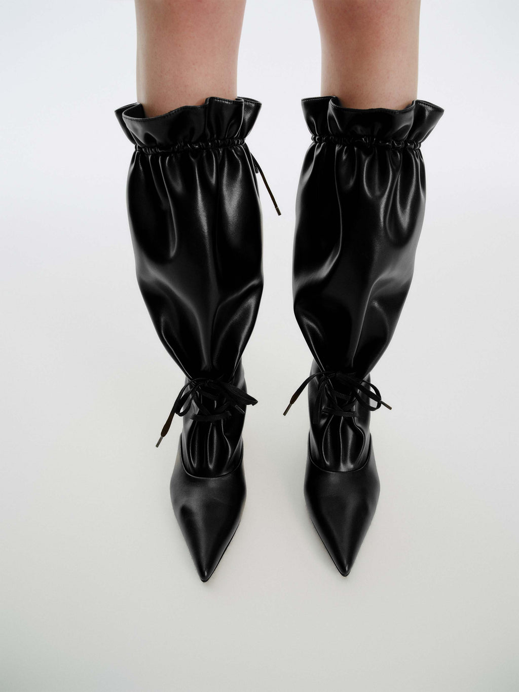 IANTHE Drawstring Knee-High Boots Black