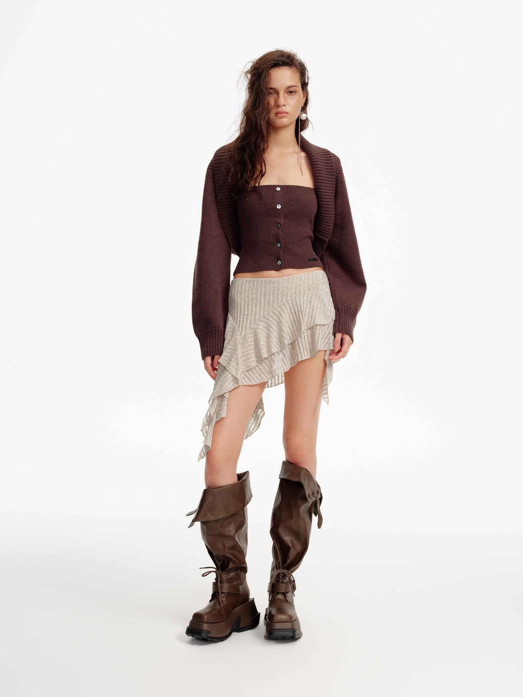Oversized Shawl Collar Knit Bolero Cardigan
