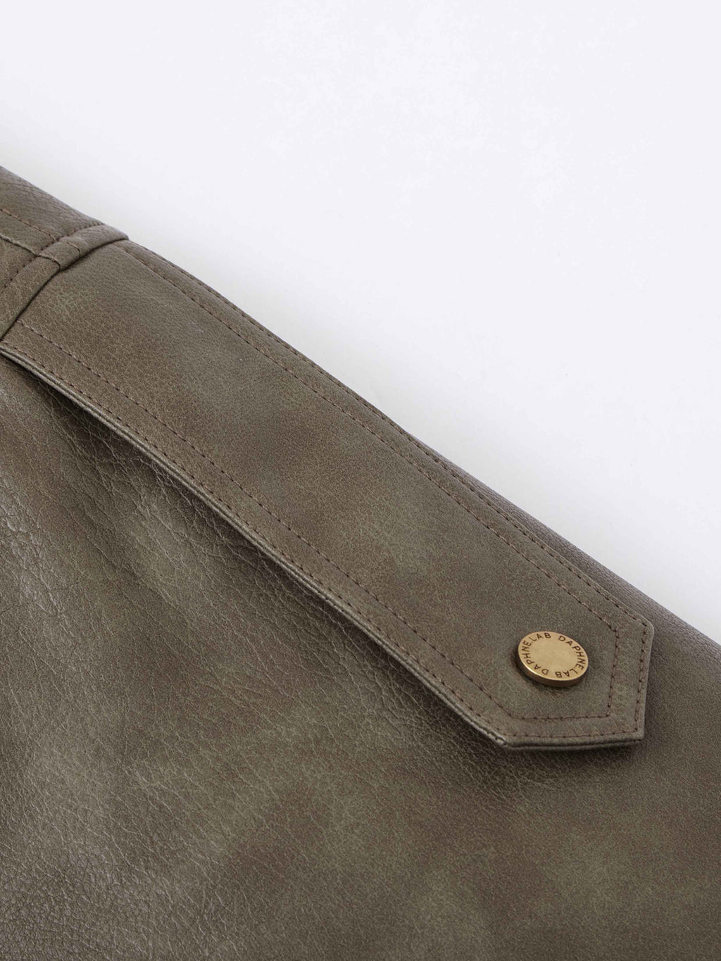 Faux Shearling Belted Biker Jacket Olive Brown