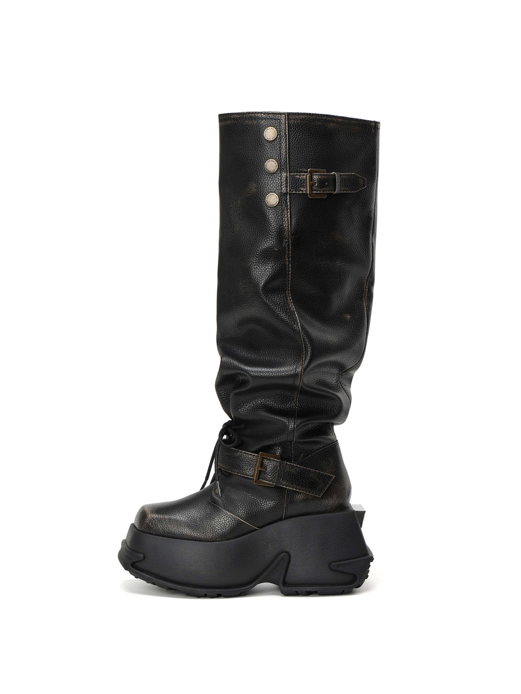 ARTEMIS Sculptural Platform OTK Boots Black