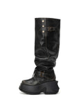 ARTEMIS Sculptural Platform OTK Boots Black