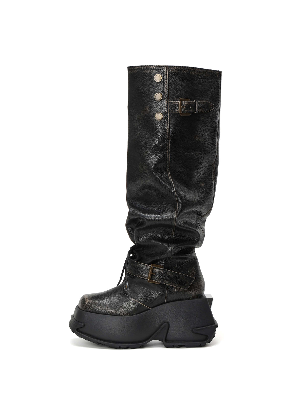 ARTEMIS Sculptural Platform OTK Boots Black