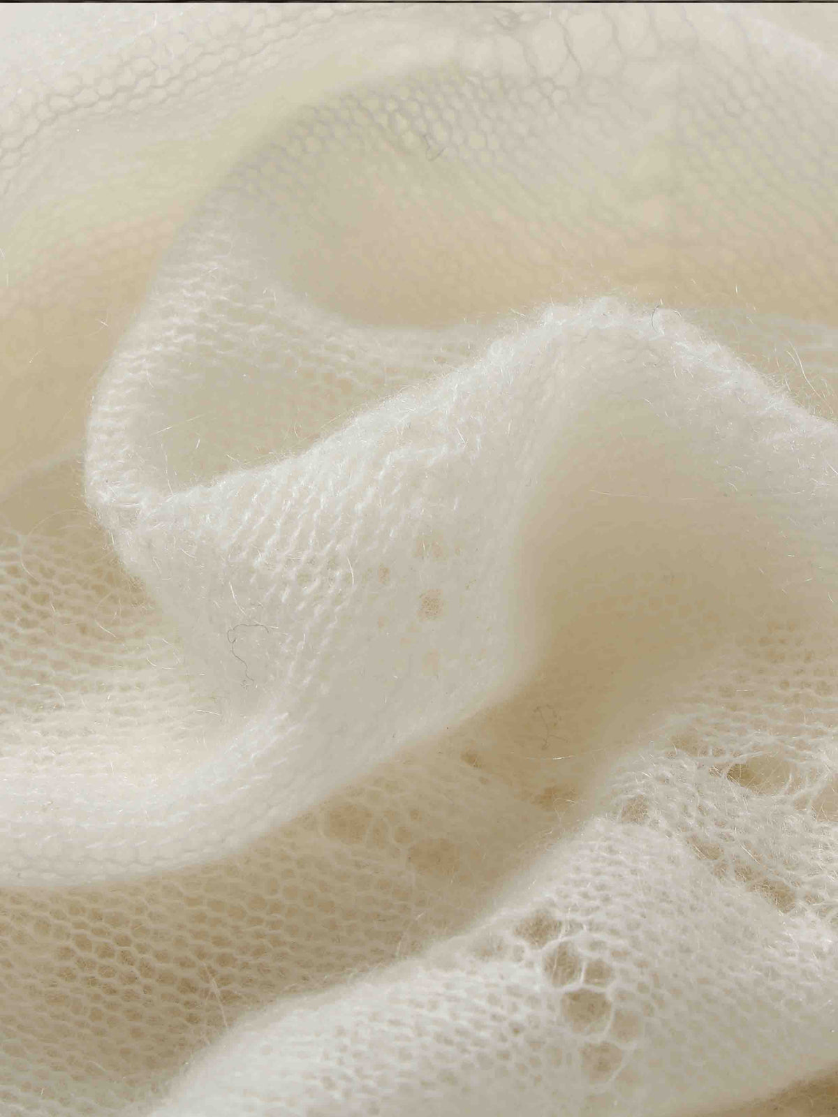 Asymmetric Off-Shoulder Mohair Knit Sweater Ivory White